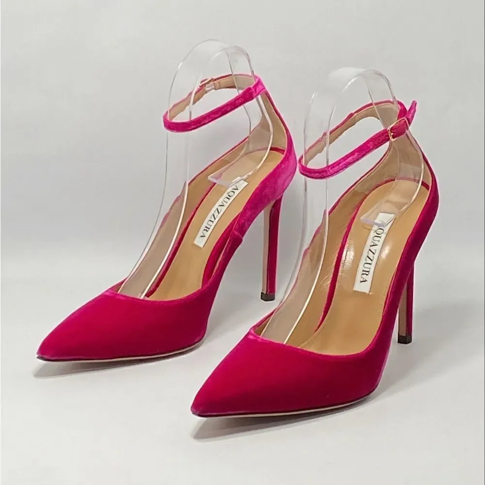 Aquazzura Love Affair Velvet Pumps size 37.5